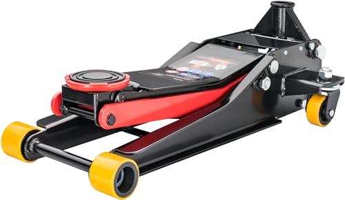 ViGOR Hydraulik Rangier-Wagenheber V6028 – Turbo-Lift, Stahlkorpus, ideal für Radwechsel & Fahrzeugreparaturen, rot-schwarz