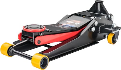 ViGOR Hydraulik Rangier-Wagenheber V6028 – Turbo-Lift, Stahlkorpus, ideal für Radwechsel & Fahrzeugreparaturen, rot-schwarz