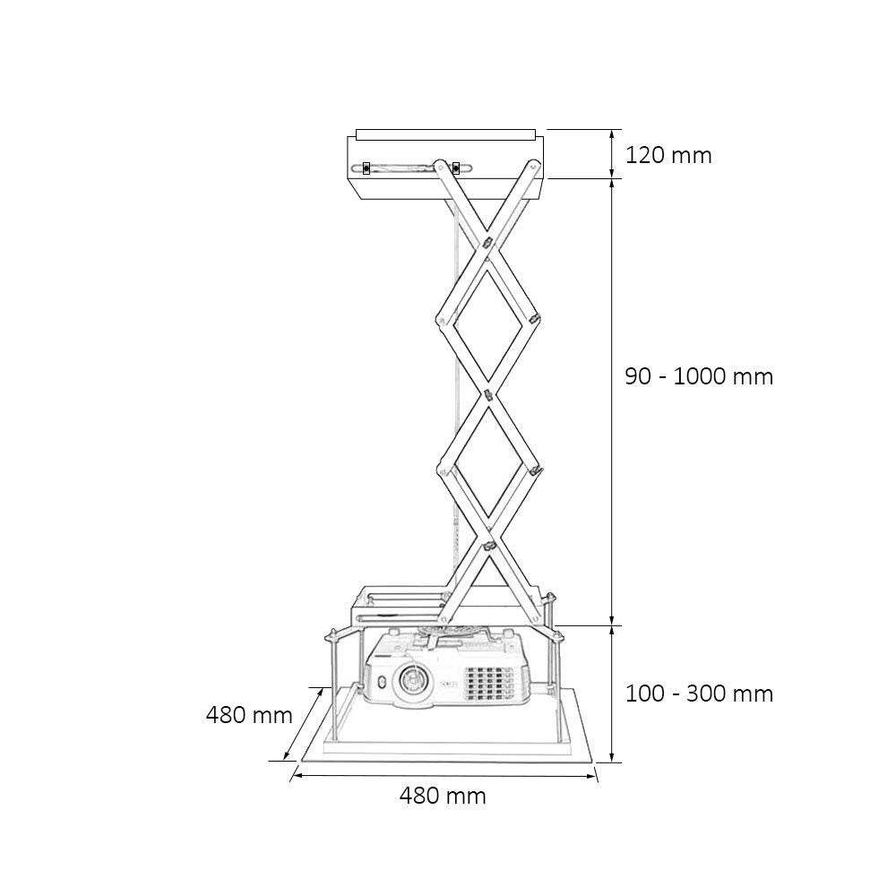 ESMART Germany Projektor-Lift EXL-100 – motorisierte Deckenhalterung für Beamer, max. 25 kg Traglast, elektrische Hebebühne