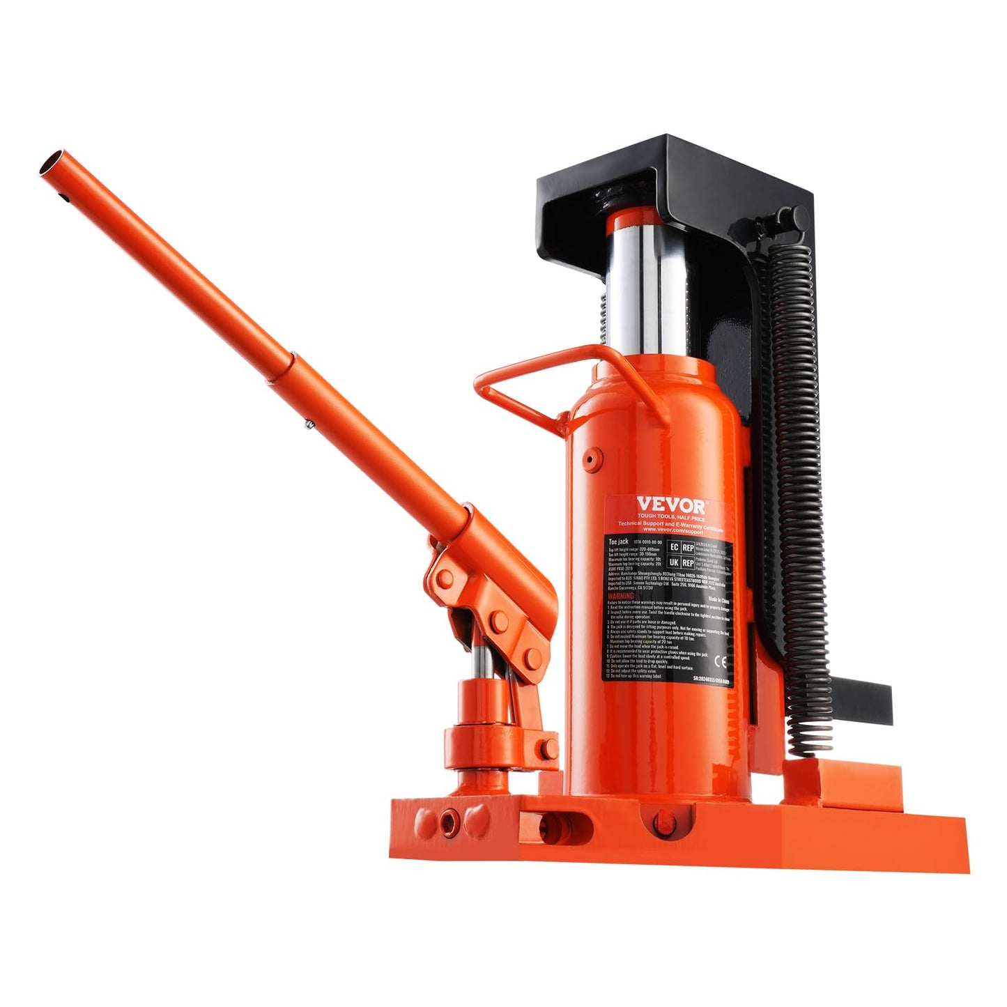 VEVOR Hydraulischer Wagenheber – 10t/20t Tragkraft an Spitze, 30-190 mm Zehenhöhe, 32-48 cm Hubhöhe, luftbetrieben, für Maschinen & Industrie