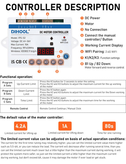 DIHOOL Scherenhubtisch Elektrisch scherenhebebühne kfz hebebühne DIY hubtisch(150kg Tragkraft,485mm Hubhöhe)