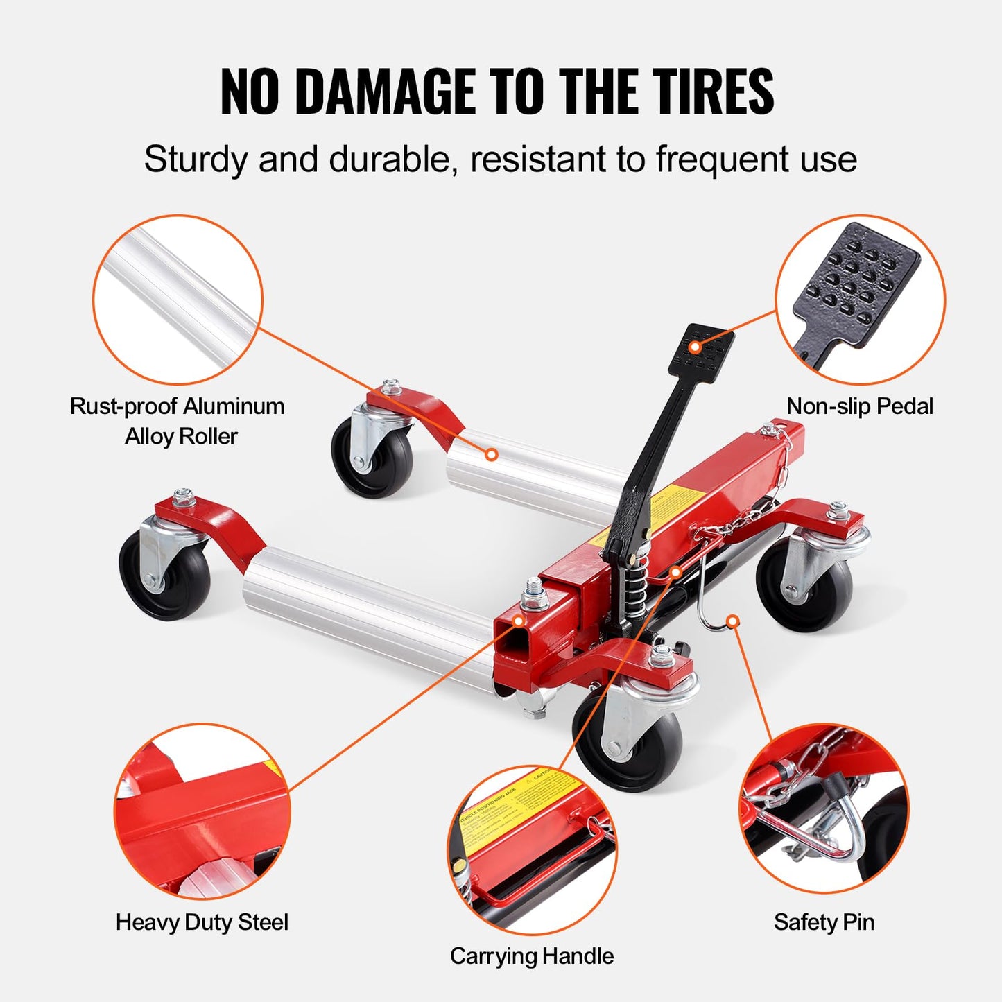 VEVOR Radwagen 2 Stk., 680 kg Belastung pro Wagen, 360° drehbare Räder, Schwerlast-Hydraulikwagenheber für Autos, SUVs, Pick-ups