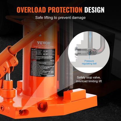 VEVOR Hydraulischer Wagenheber – 10t/20t Tragkraft an Spitze, 30-190 mm Zehenhöhe, 32-48 cm Hubhöhe, luftbetrieben, für Maschinen & Industrie