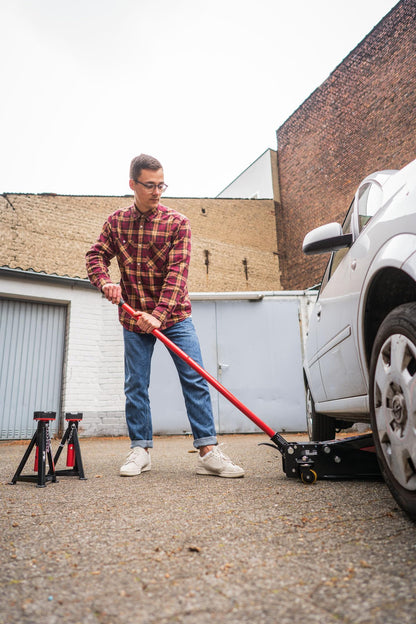 Vigor Hydraulik-Rangier-Wagenheber (Belastbarkeit: bis zu 3 t, Gewicht: 31 kg) V6029, Schwarz-Rot, bis 3 Tonnen