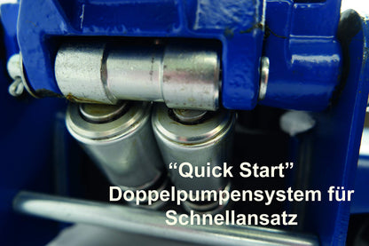 KUNZER WK 1075 FSH Hydraulischer Rangierwagenheber extra flach – 2000 kg Tragkraft Doppelpumpsystem mit Fußschnellhub